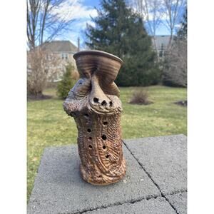 1971 Sara Schneidman Brutalist Studio Pottery Vase Organic Figural Textured Art